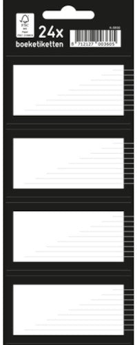 boeketiketten junior papier zwart/wit 7,5 x 5 cm 24 stuks