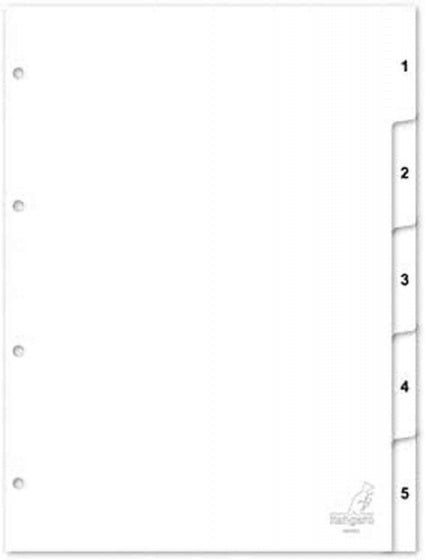 tabbladen A4 120 mm polypropyleen wit 5-delig