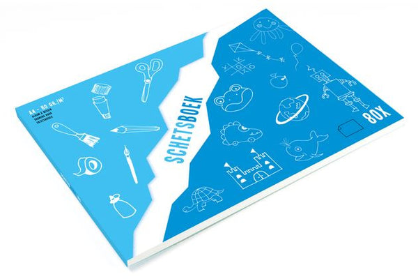 schetsboek A4 papier blauw/wit 80 stuks