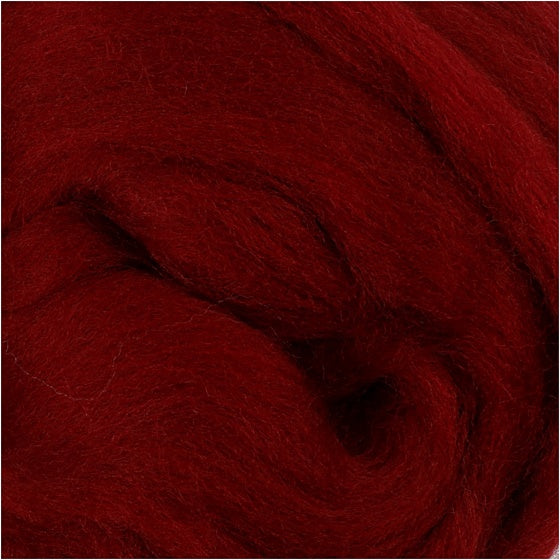wol Merino 21 micron donkerrood 100 gram per bol