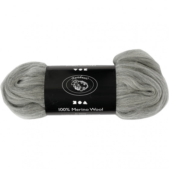 wol Merino 21 micron grijs 100 gram per bol