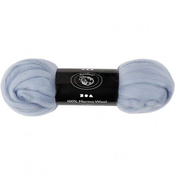 wol Merino 21 micron lichtblauw 100 gram per bol