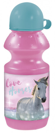 bidon Horses 22 meisjes 18 x 6 cm roze/turquoise
