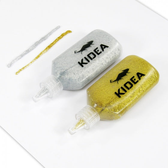 glitterlijm 40 ml 2 stuks goud/zilver