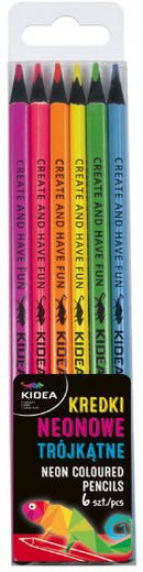 kleurpotloden neon 20 cm hout 6 stuks