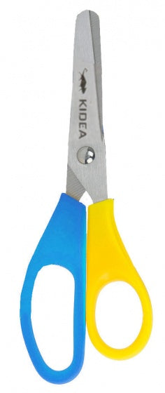 knutselschaar met ronde punt 12,5 cm geel/blauw