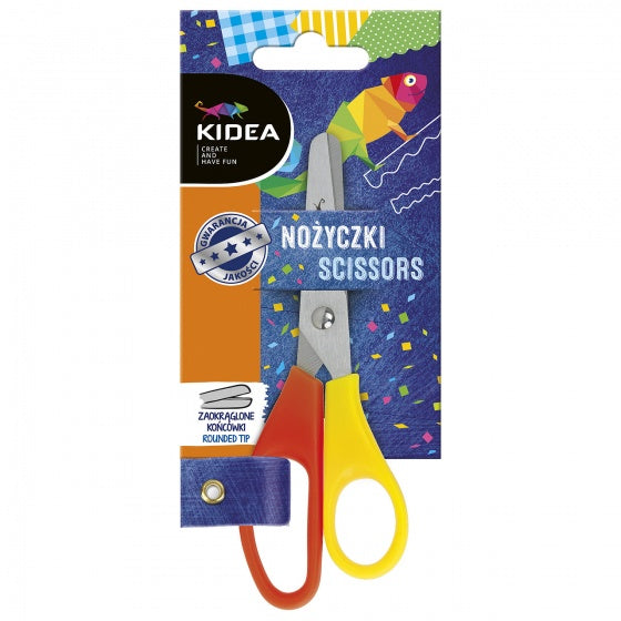 knutselschaar met ronde punt 12,5 cm blauw/geel