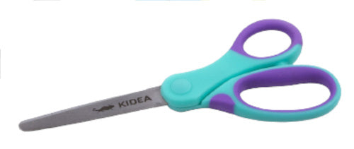 knutselschaar ronde punt junior 15 cm RVS blauw/paars