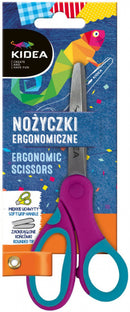 knutselschaar ronde punt junior 15 cm RVS fuchsia/blauw