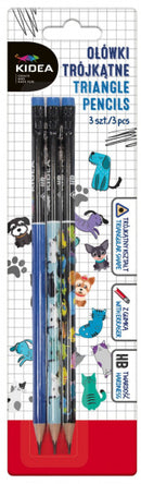 potlood HB hond junior 19 cm hout blauw/zwart 3 stuks