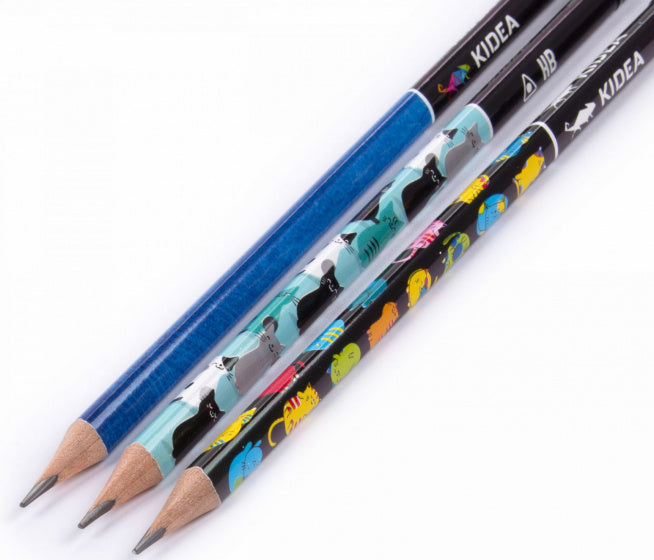 potlood HB kat junior 19 cm hout blauw/zwart 3 stuks