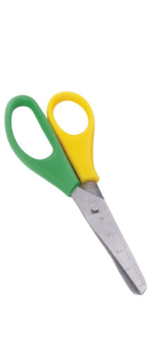 knutselschaar ronde punt junior 12,5 cm RVS geel/groen