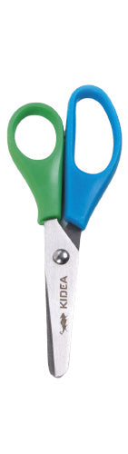 knutselschaar ronde punt junior 12,5 cm RVS groen/blauw