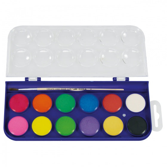 waterverf met kwast 12 kleuren