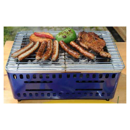 BBQ grill blauw staal 37 cm