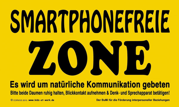 bord smartphone free zone geel/zwart 25 cm