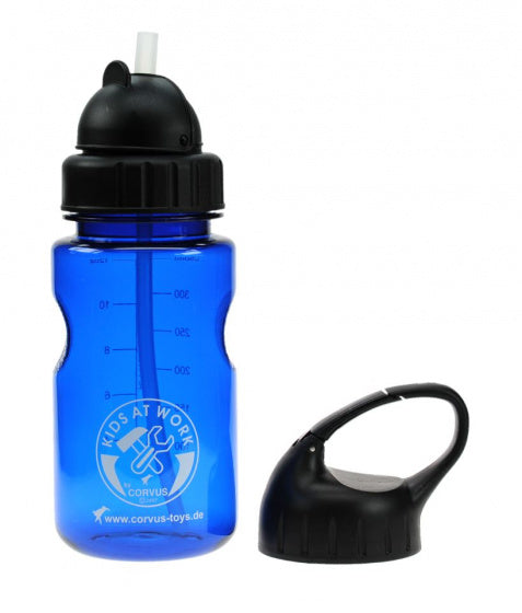 drinkfles met rietje geel met handige karabijnhaak dop