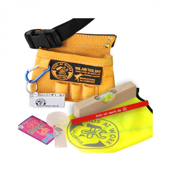 gereedschapsset junior kunstleer/staal oranje 6-delig