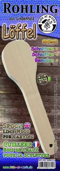 houtsnijset Lepel junior 12 cm hout naturel