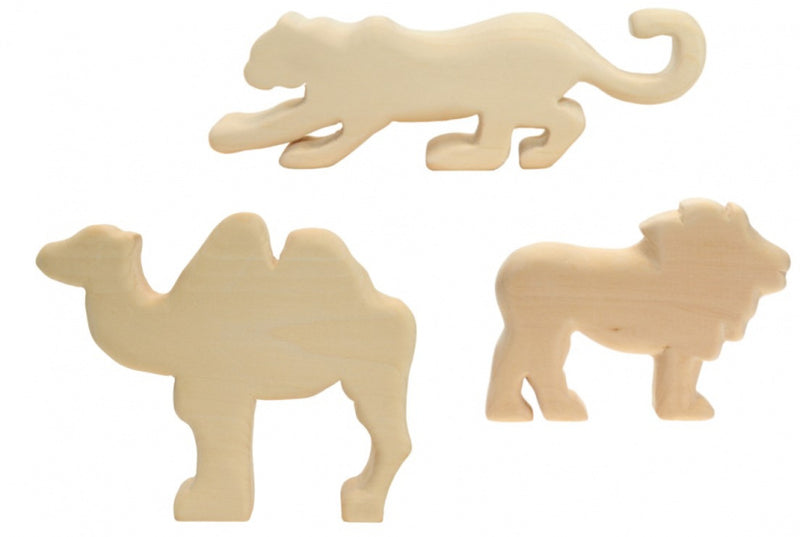 kameel, jaguar en leeuw houtsnijwerk groot