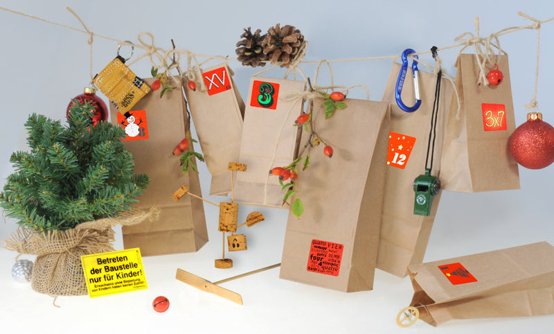 knutselset Advent kalender papier bruin 26-delig