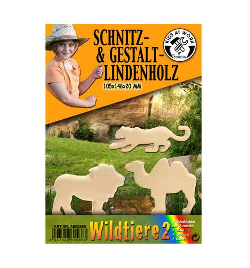 snijhout met sjabloon Safari 15 x10 cm blank 2-delig