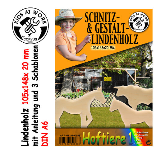 snijhout met sjabloon Boerderij 15 x10 cm 2-delig