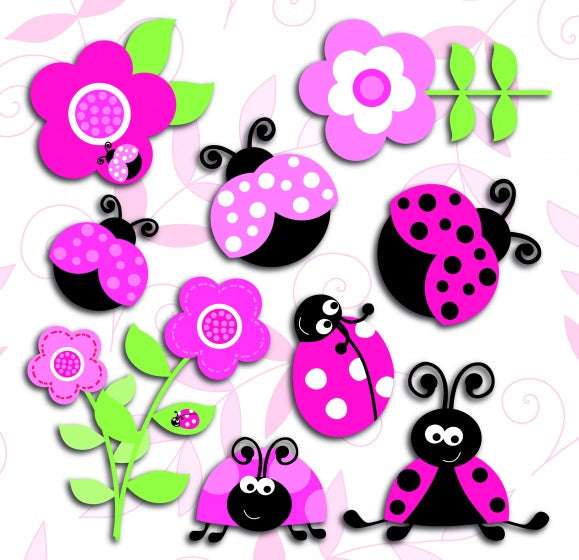 muurdecoratie 3-levels Pink Ladybugs junior