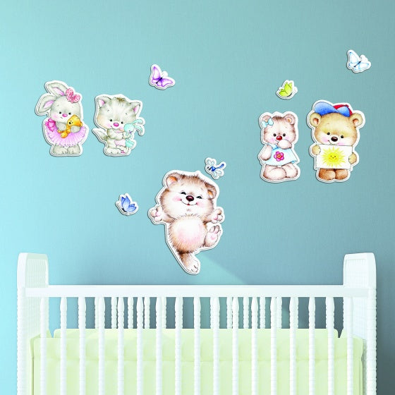 muurdecoratie 3D foam Tender Animals 47 x 70 cm