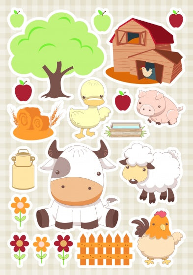 muurstickers Baby Farm 47 x 70 cm