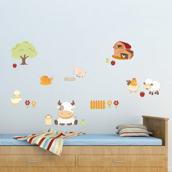 muurstickers Baby Farm 47 x 70 cm