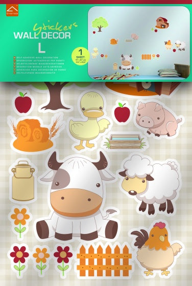 muurstickers Baby Farm 47 x 70 cm