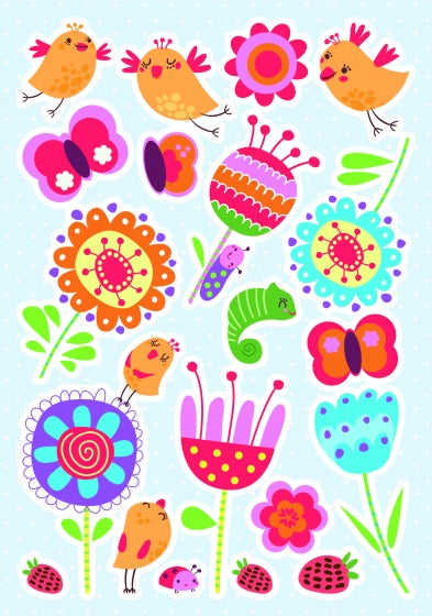muurstickers Birds & Flowers 47 x 70 cm