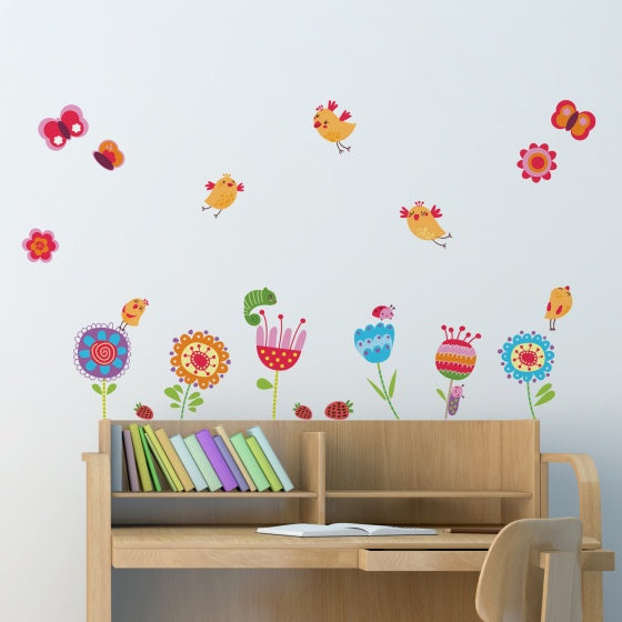 muurstickers Birds & Flowers 47 x 70 cm