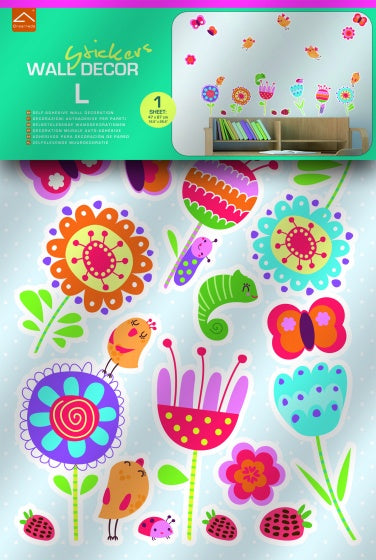 muurstickers Birds & Flowers 47 x 70 cm