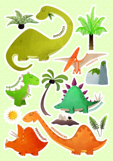 muurstickers Dinosaurussen 47 x 70 cm