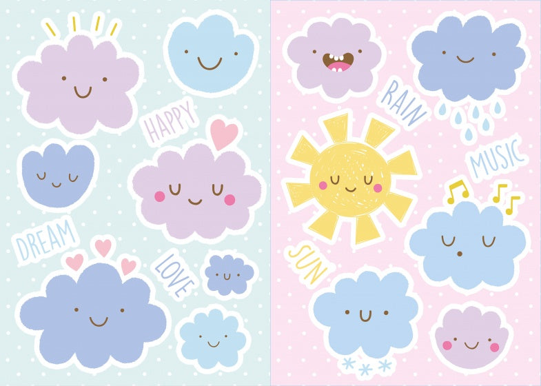 muurstickers wolken happy 19-delig