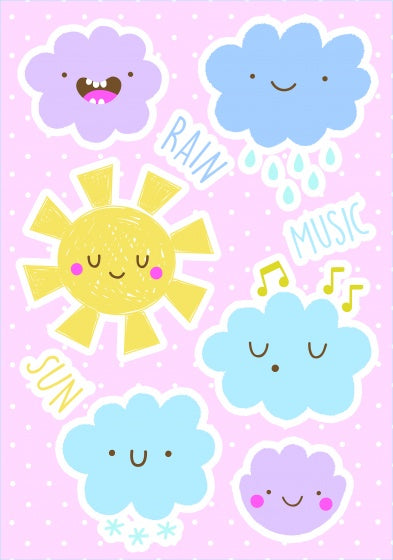 muurstickers wolken happy 19-delig