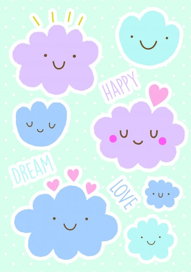 muurstickers wolken happy 19-delig