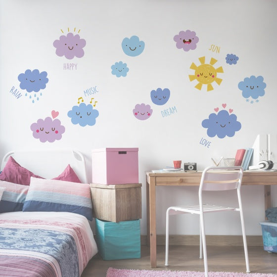 muurstickers wolken happy 19-delig