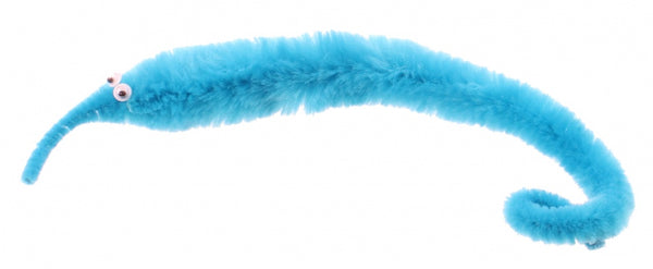 magische worm met draad 20 cm blauw