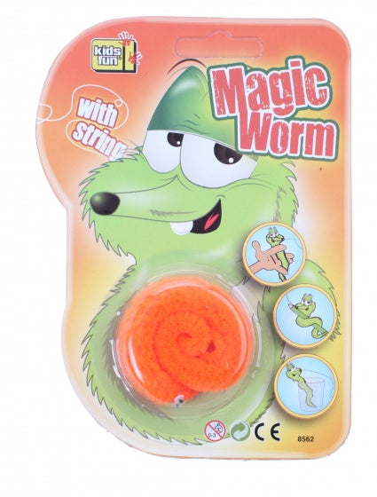 magische worm met draad 20 cm oranje
