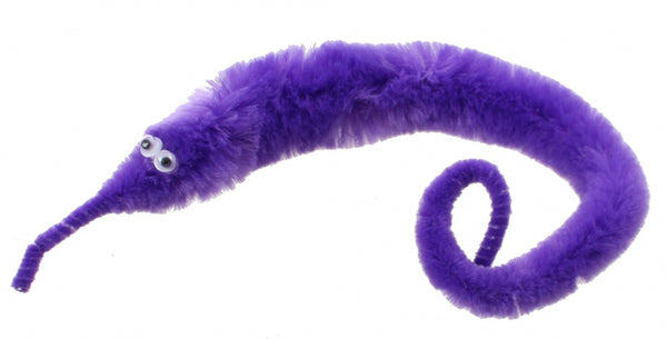 magische worm met draad 20 cm paars