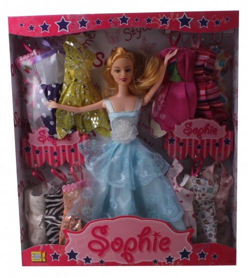 tienerpop Sophie met extra kleding 30 cm lichtblauw