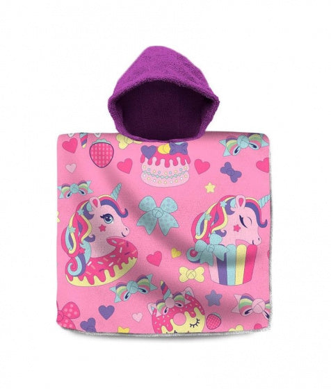 Handdoek Poncho Eenhoorn Cupcakes, 60x120cm