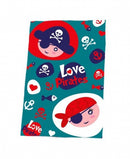 fleecedeken Love Pirates junior 150 x 100 cm blauw