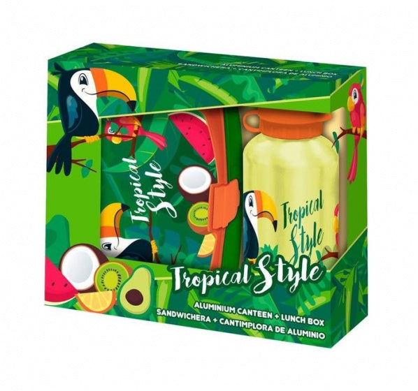 lunchset Tropical Style Toucan junior aluminium groen