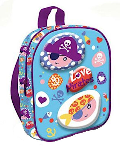 schooltas Pirates 24 cm polyester lichtblauw