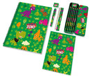 schrijfset Crazy Dino 20 x 13 cm papier groen