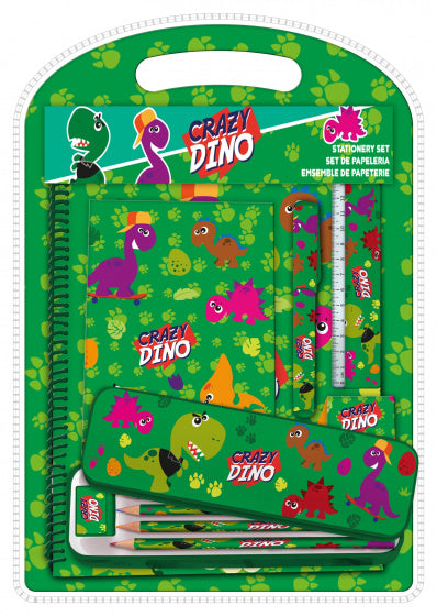 schrijfset Crazy Dino 20 x 13 cm papier groen